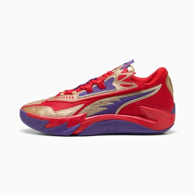 PUMA Scoot Zeros II Gold D.D. Basketball Shoes Unisex, For All Time Red/Gold, size 10