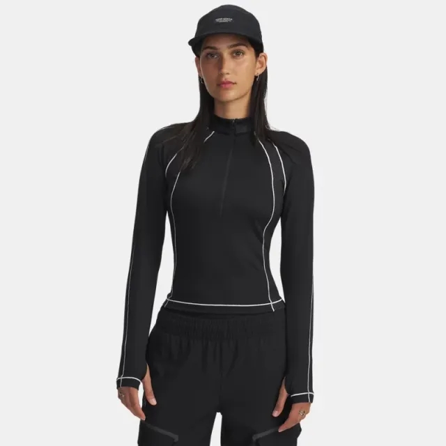 ColdGear® Textured Women's ½ Zip Black / White / Metallic Silver L