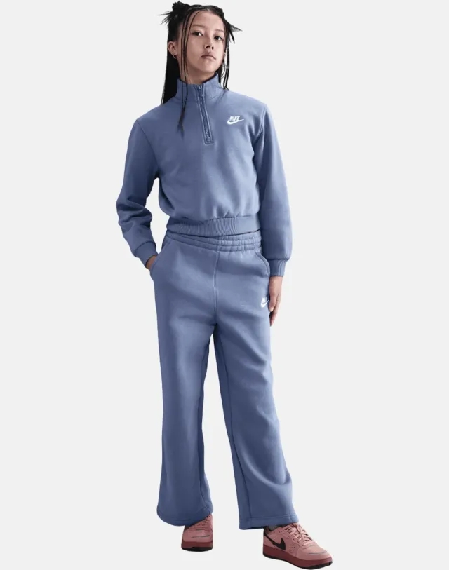 Nike Older Kids Club Wide Leg Pants in Blue/White 