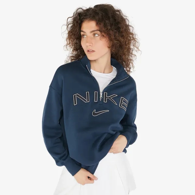Nike Sportswear Womens Phoenix Fleece Oversized 1 4 Zip Logo Top