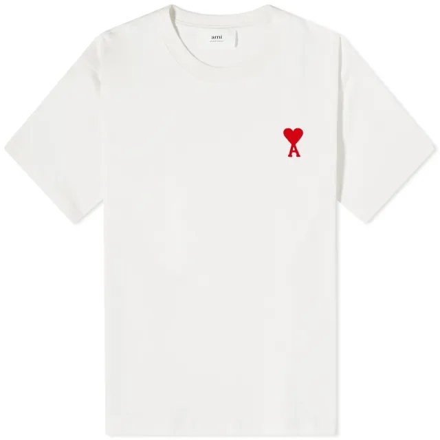 AMI Tonal Ami De Coeur T-Shirt Natural White/Red