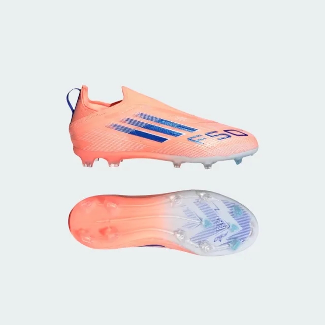 Adidas F50 Elite Laceless Fg Coral Blaze - Beam Orange/Lucid Blue/Footwear White Kids - ['Orange']