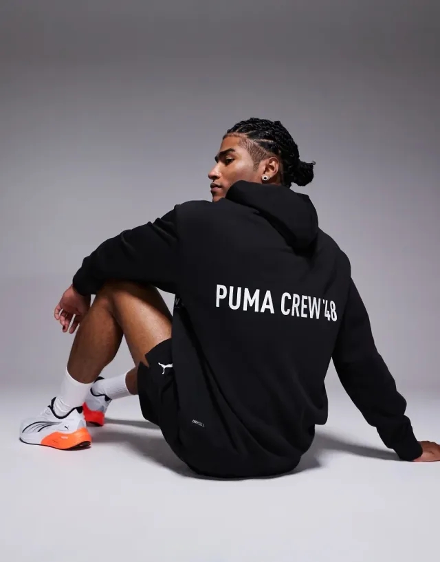Puma Graphic French Terry Hoodie In Black