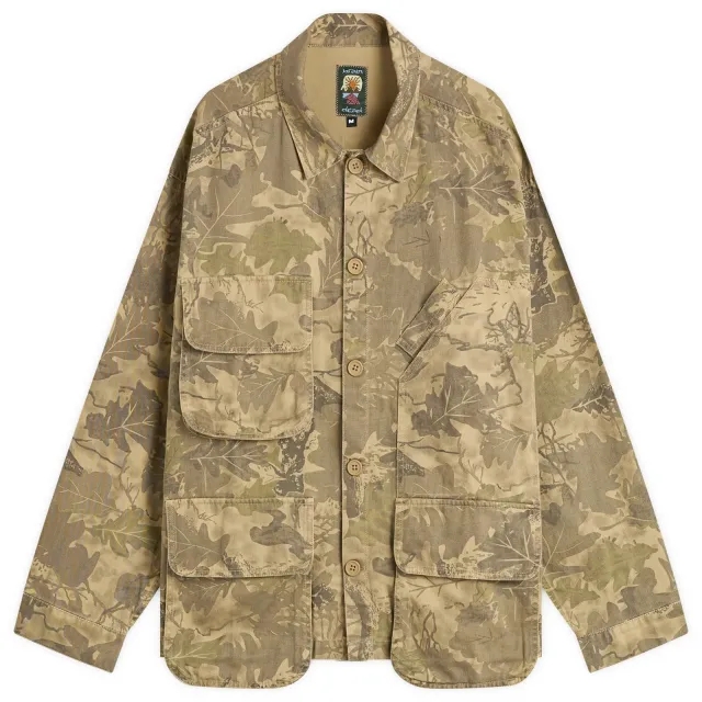 Brain Dead Men's Twill Military Shirt Jacket Leaf Camo