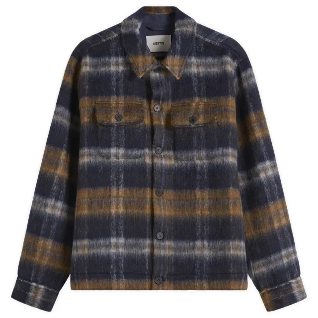 Kestin Men's Haston Jacket Navy Check Brushed Wool