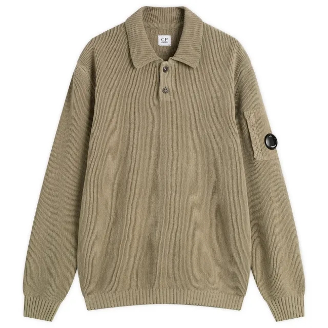 C.P. Company Men's Chenille Ribbed Knit Polo Fallen Rock