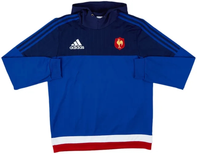 2015-16 France Rugby adidas Hooded Sweat Top - 5/10 - (M)
