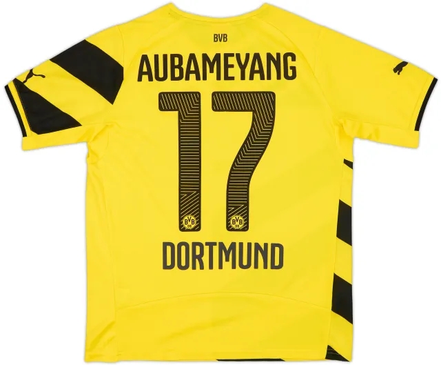 2014-15 Borussia Dortmund Home Shirt Aubameyang #17 - 8/10 - (L.Boys)