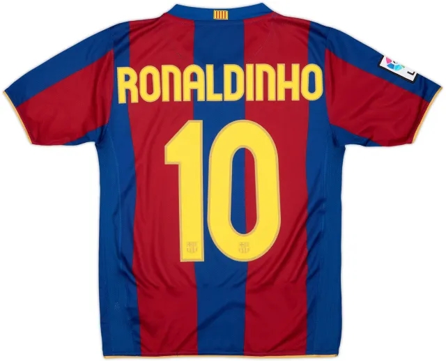 2007-08 Barcelona Home Shirt Ronaldinho #10 - 10/10 - (L.Boys)
