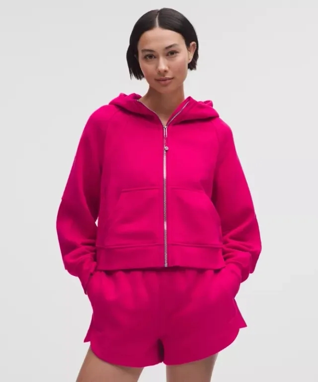 lululemon – Women's Scuba Oversized Full-Zip Hoodie – Color Pink/Silver – Size Medium/Large