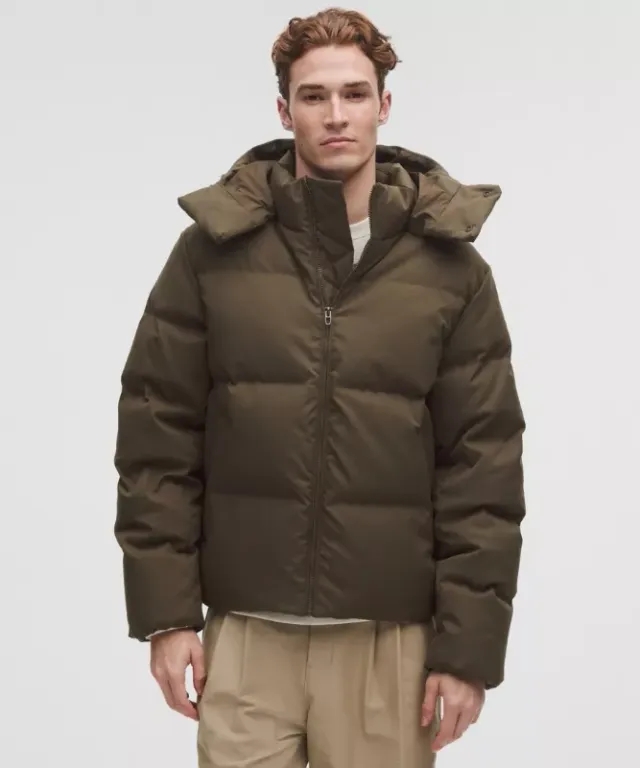 lululemon – Men's Always Down Puffer Jacket Tech Canvas – Color Brown/Green – Size Large