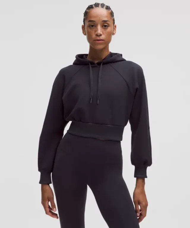lululemon – Women's Smooth Spacer Cropped Hoodie Emboss – Color Black – Size 0