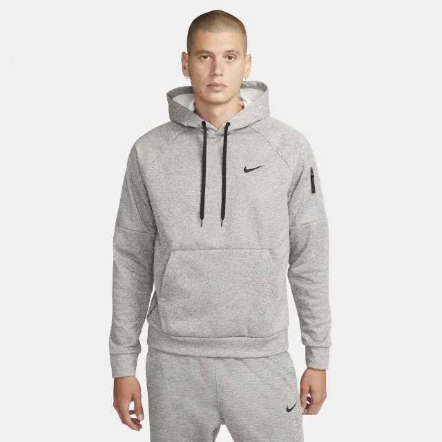 Nike Therma Men's Therma-FIT Hooded Fitness Sweatshirt - Grey - Polyester