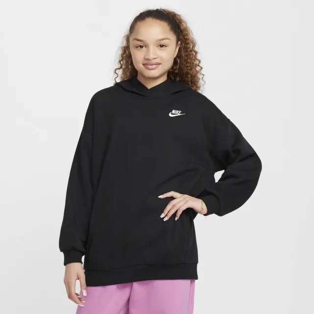 Nike Sportswear Club Fleece Older Kids' Oversized Pullover Hoodie - Black - Cotton/Polyester