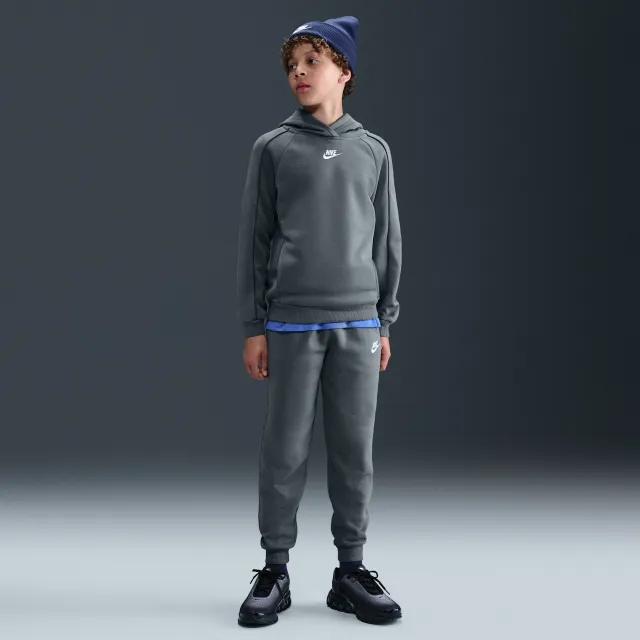 Nike Sportswear Club Fleece Older Kids' Hooded Tracksuit - Grey - Cotton/Polyester