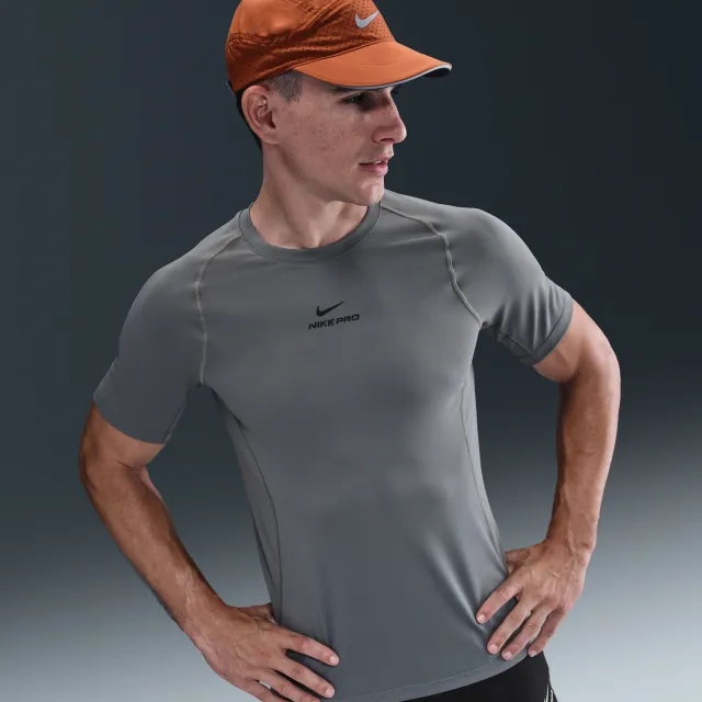 Nike Pro Training Men's Dri-FIT Short-Sleeve Top - Grey - Polyester