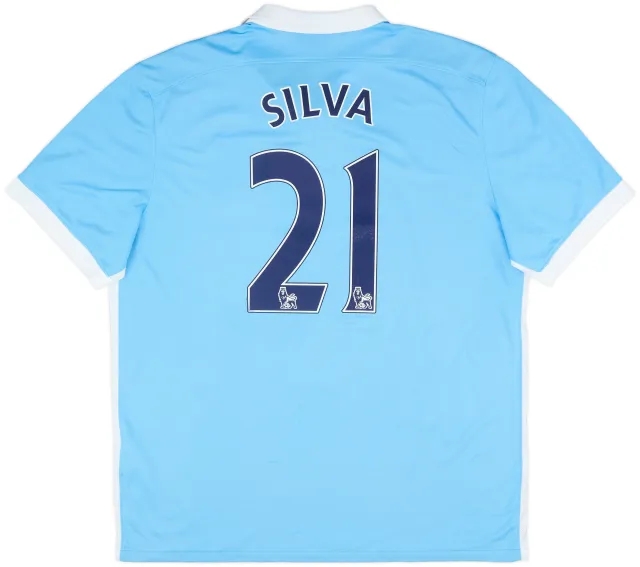 2015-16 Manchester City Home Shirt Silva #21 - 8/10 - (XL)