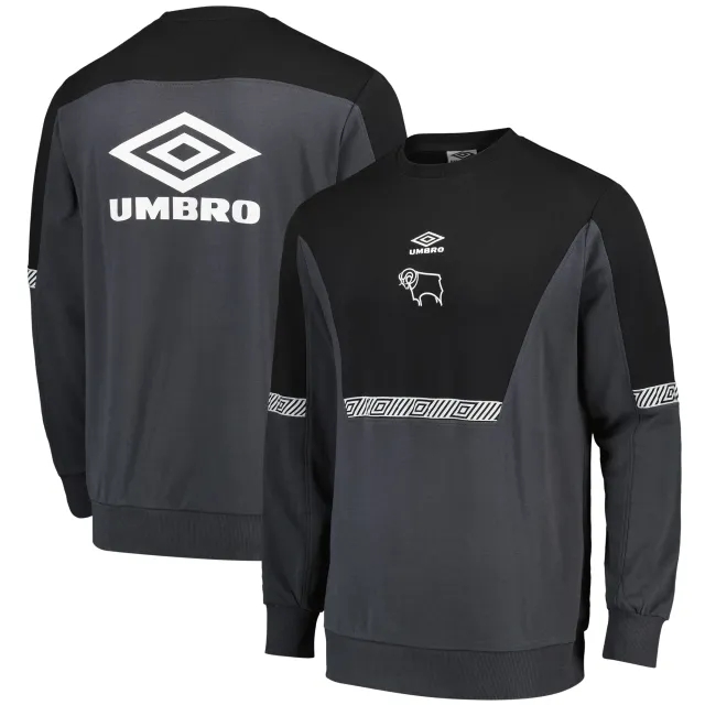 Derby County Umbro Sport Style Crew Sweatshirt - Black/Grey