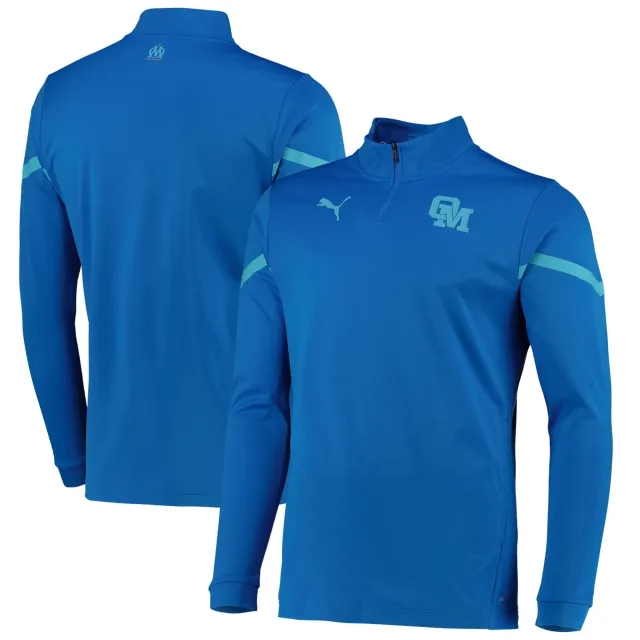 Olympique de Marseille Pre Match 1/4 Zip Top-Blue