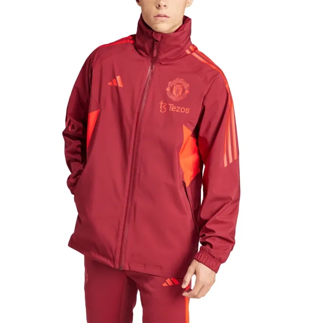 Manchester United adidas European Training Rain Jacket - Burgundy