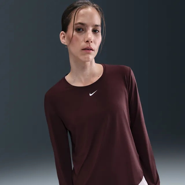 Nike One Classic Women's Dri-FIT Long-Sleeve Top - Red - Sustainable Materials