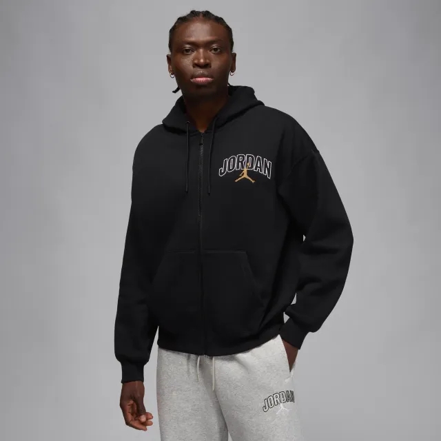 Nike Jordan Brooklyn Fleece Men's Oversized Full-Zip Hoodie - Black - Fleece