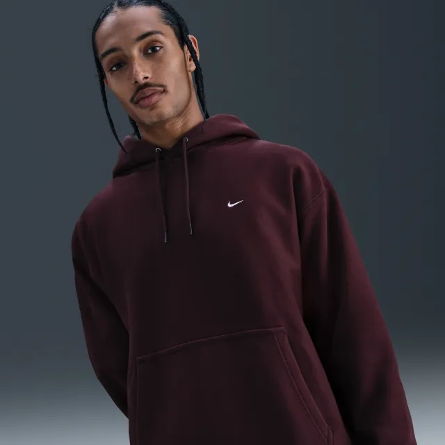 Nike Solo Swoosh Men's Pullover Hoodie - Red - Fleece