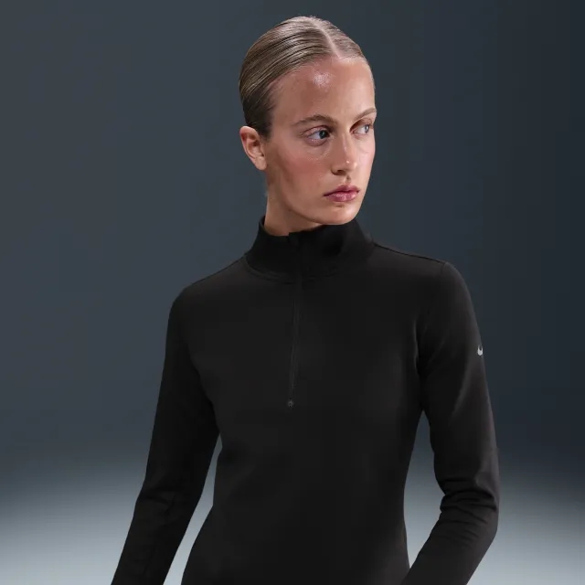 Nike One Women's Therma-FIT 1/2-Zip Mid Layer - Black - Sustainable Materials