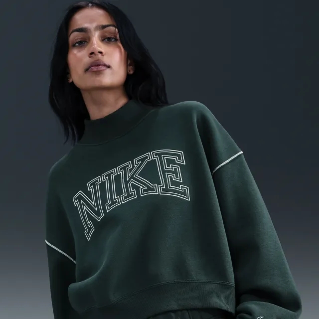 Nike Sportswear Phoenix Fleece Women's Mock-Neck Sweatshirt - Green - Fleece
