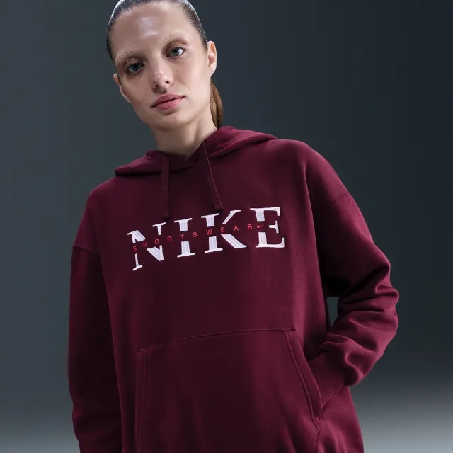 Nike Sportswear Phoenix Fleece Women's Oversized Pullover Hoodie - Red - Fleece
