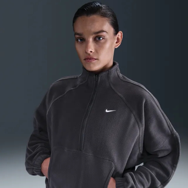 Nike One Women's Therma-FIT 1/2-Zip Top - Grey - Sustainable Materials