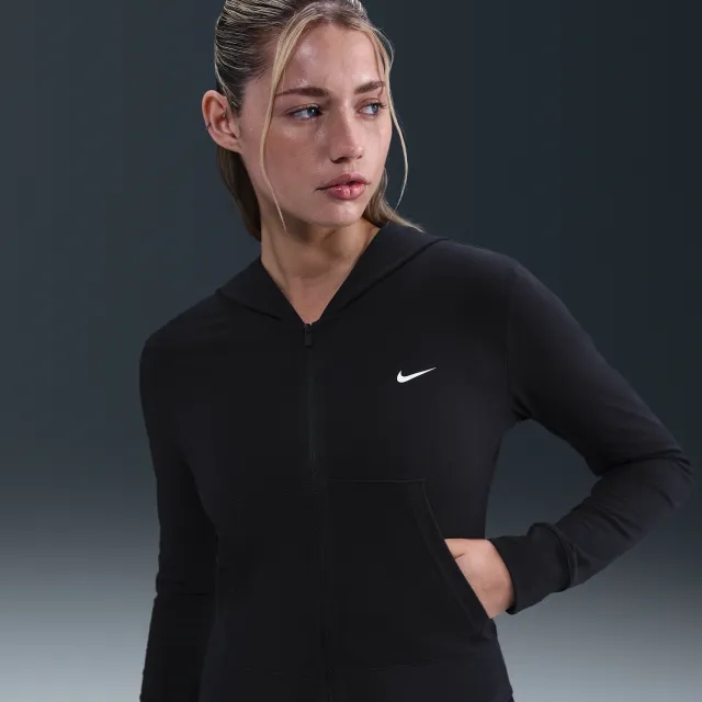 Nike Sportswear Women's Full-Zip Hooded Long-Sleeve Top - Black - Synthetics