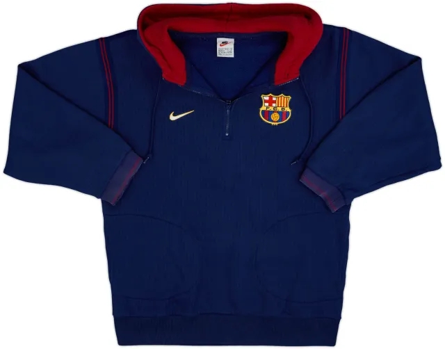 1998-00 Barcelona Nike 1/4 Zip Hooded Sweat Top - 9/10 - (S)