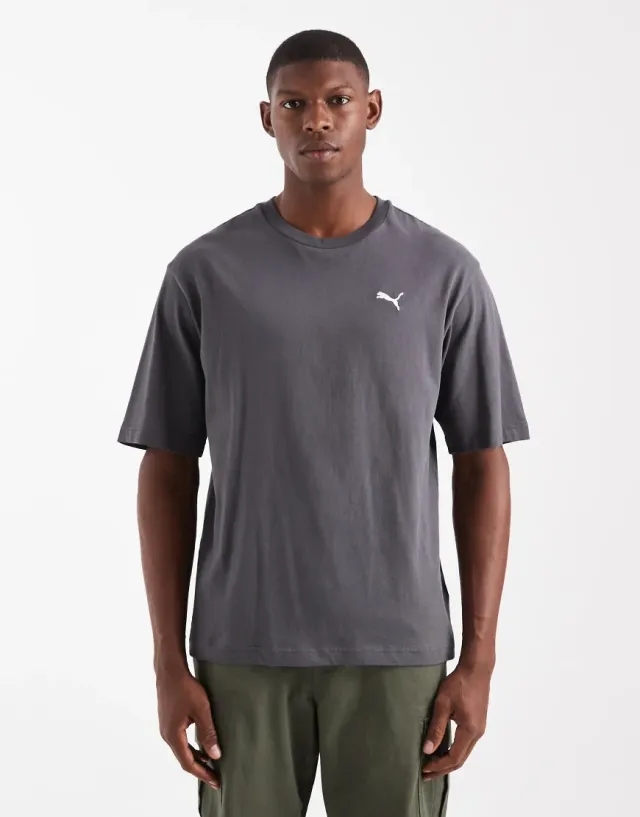 PUMA Wardrobe Ess Boxy T-Shirt Men, Dusky Grey, size Large