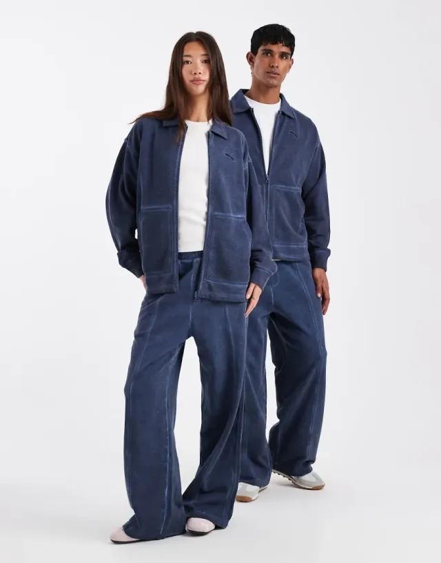 Puma Washed Out Oversized Sweatpants In Dark Indigo-Blue